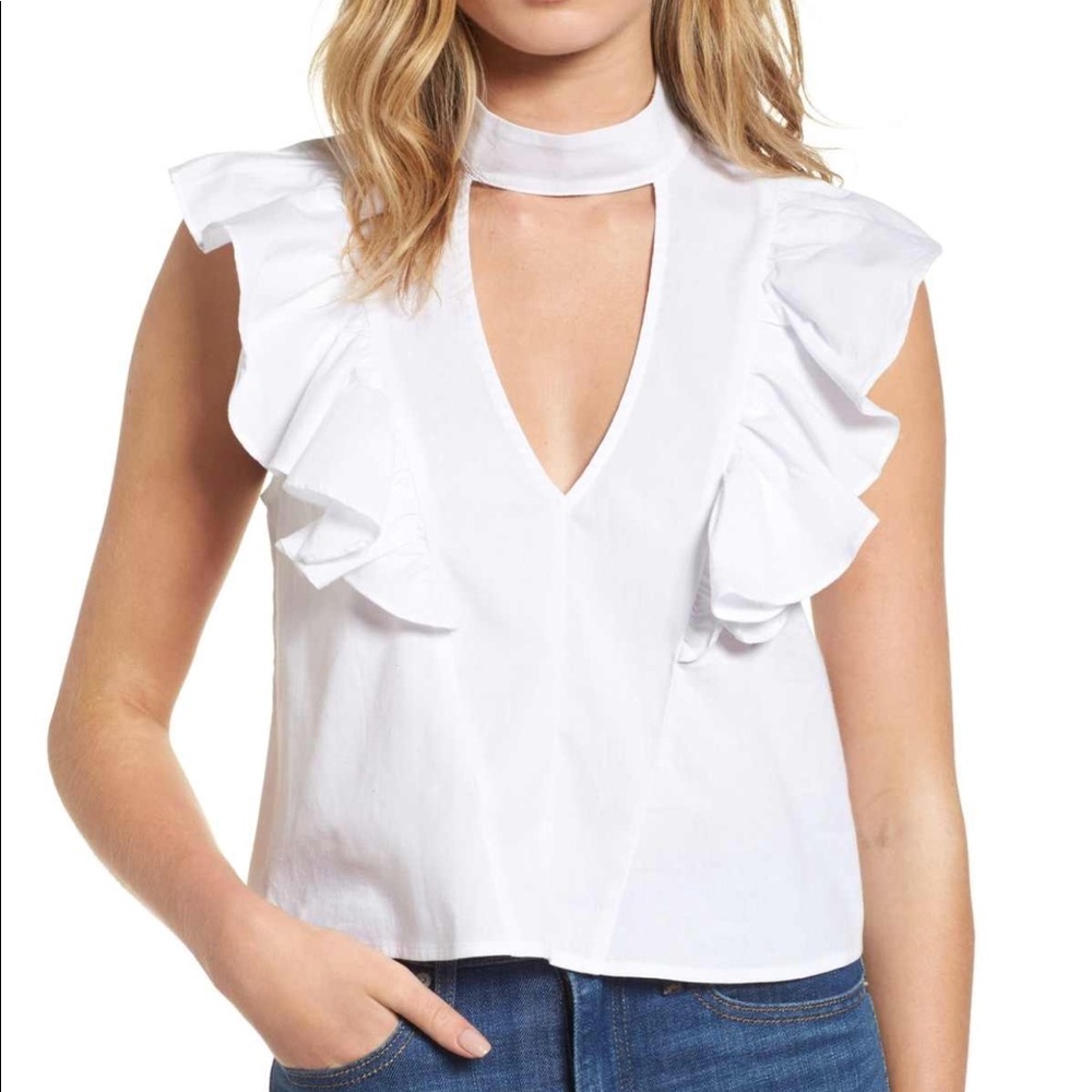 NWT Love, Fire Ruffle Choker Neck Blouse sz. XS